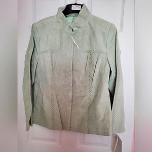 Light green suede suit